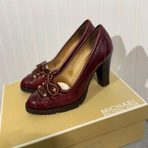 Michael Kors Winter Warrior Pumps Oxblood Leather Heels Lace Up Lug Sole 7M